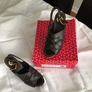 Tory Burch Jodie-Tumbled Leather Platform Shoes